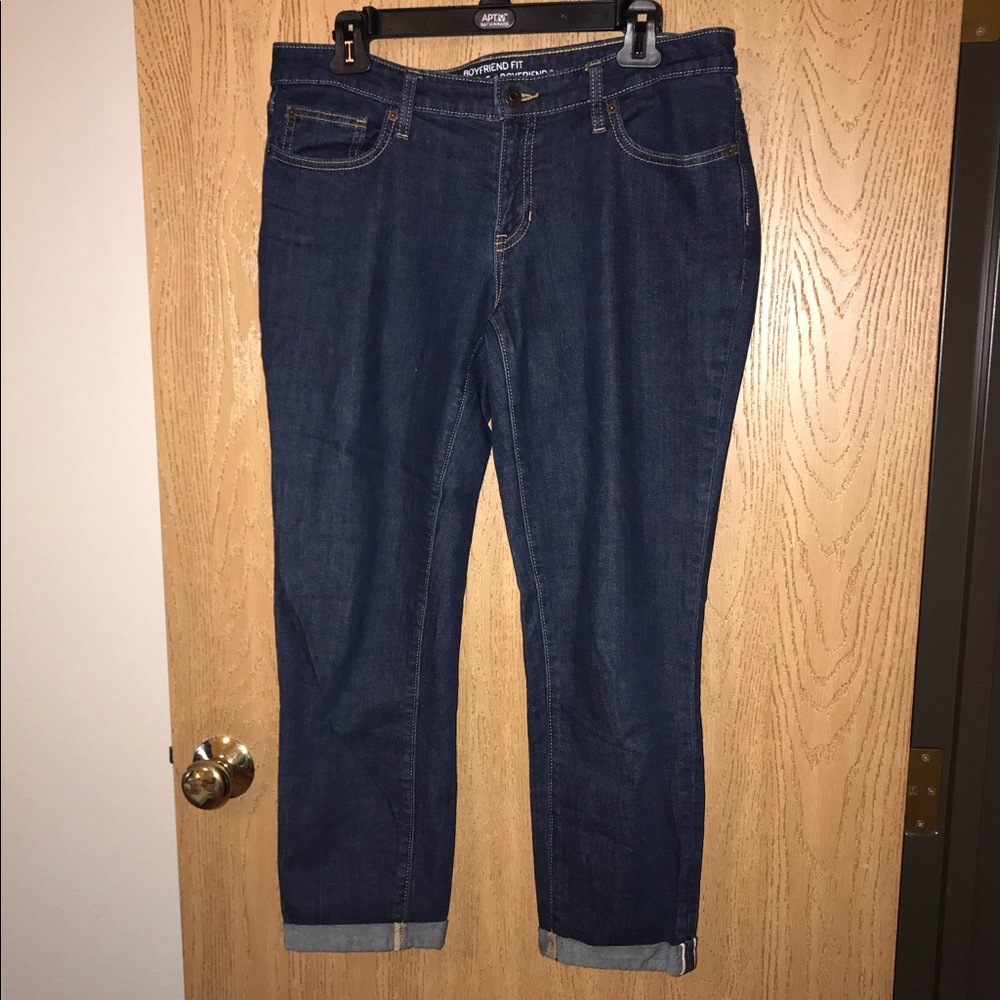 Gap Boyfriend fit dark wash cuff jeans size 8